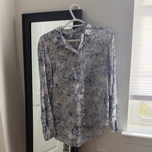 H&M Blue and White Floral Blouse
